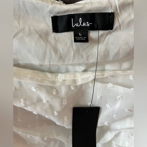 NWT Women’s LuLus Think Of Me Ivory Swiss Dot Ruched Body Suit; Size L - Picture 6 of 14